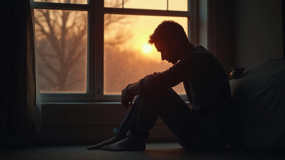 A lone person sitting quietly near a dim window with soft evening light, representing the grief and exhaustion that can surface after setting boundaries in a relationship.