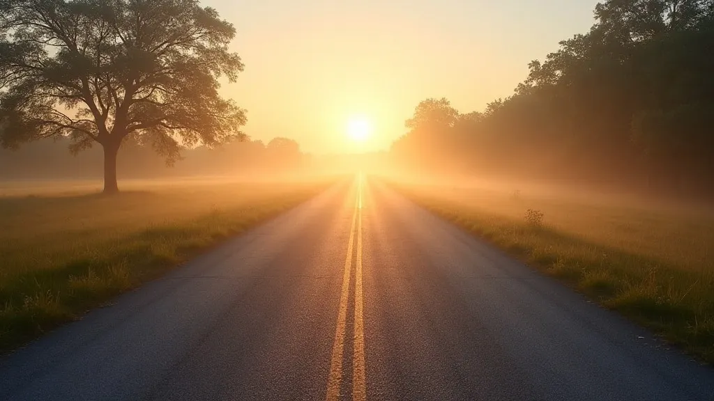 A quiet road in soft morning light, representing the movement from survival mode toward learning how to live again.