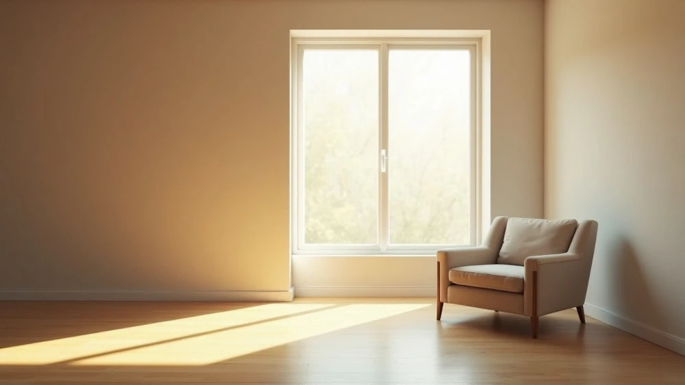 A single chair sits near the edge of a softly lit room, symbolizing childhood invisibility, self-protection, and learning to stay unnoticed.